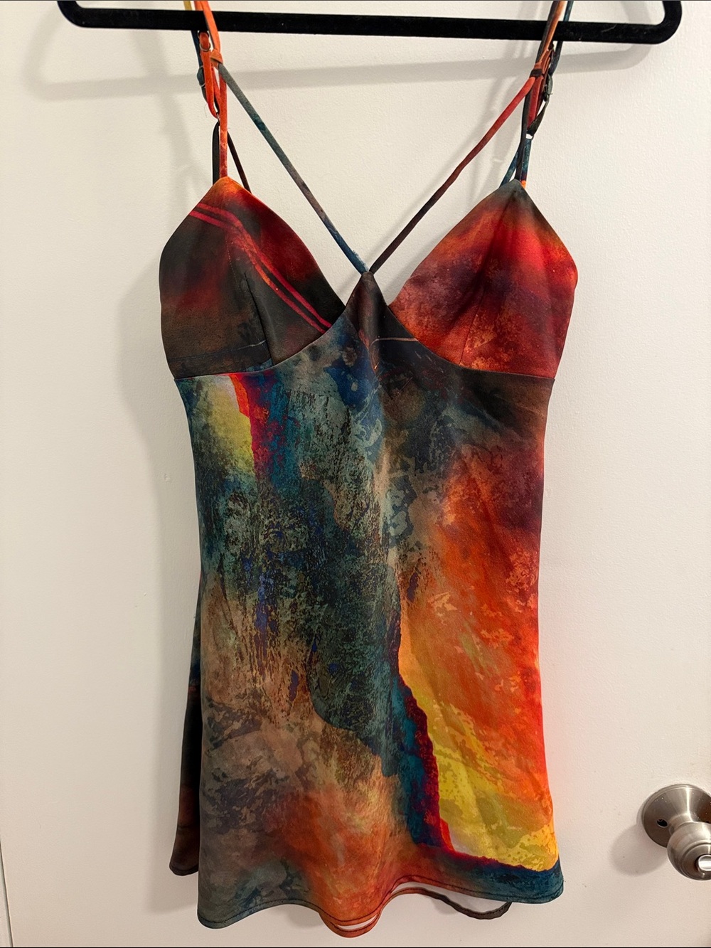 Urban Outfitters Small Multicolor Abstract Slip Dress — Sleeveless V-Neck